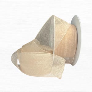 Cream Sheer Organza Ribbon, Berisfords UK, Woven Edge