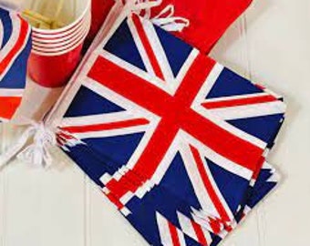 Union Jack Bunting, British Street Party Decoration, Waterproof Plastic
