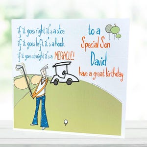 Carte d'anniversaire de golf personnalisée pour lui, carte d'anniversaire faite main pour golfeur, carte de golf drôle pour lui, carte d'anniversaire pour papa, fils, frère