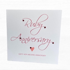 Carte de mariage rubis 40e anniversaire, faite main Félicitations pour votre carte de mariage 40e anniversaire