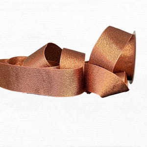 Copper Lamé Ribbon, Glittering Metallic Fabric, Gift Wrapping, Crafts