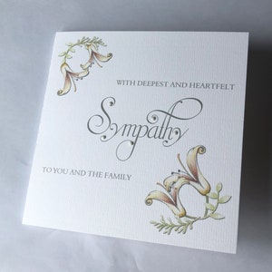 Carte de sympathie faite main, carte de deuil, condoléances, pensées et prières de condoléances, désolé pour votre triste perte, je pense à vous