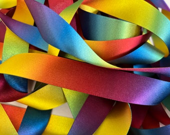 Satin Rainbow Ribbon, Double Sided Ombre Rainbow Ribbon By Berisfords UK,