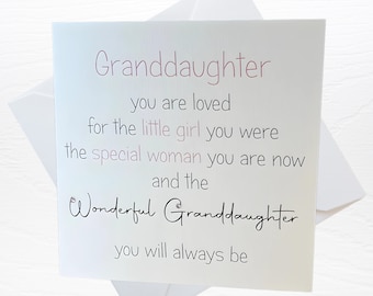 Granddaughter Birthday Card,Handmade Card with Rhinestones, Personalised Message Option