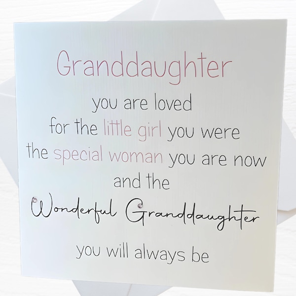 Handmade Granddaughter Birthday Card, Happy Birthday Granddaughter, Greetings Card for Her, Birthday Wishes Granddaughter