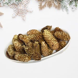 Gold Pine Cones, Christmas Craft Embellishments, Rustic Elegance