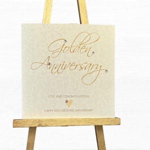 Golden Wedding Anniversary Card, Handmade Happy 50th Wedding Anniversary, Luxury 50th Anniversary Card, Golden Anniversary Card