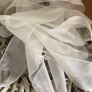 Ruban super transparent Berisfords, couleur 419 Blanc nuptiale, 4 largeurs 10 mm, 15 mm, 25 mm et 40 mm 1, 3 et 5 mètres de longueur, mariages, travaux manuels, couture