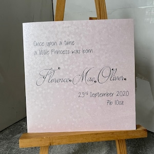 Personalised Baby Girl Card, Handmade Congratulations New Baby Girl Card, Pink Welcome to the World Card, on the Birth of your New Baby Girl