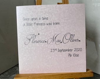 Personalised Baby Girl Card, Handmade Congratulations New Baby Girl Card, Pink Welcome to the World Card, on the Birth of your New Baby Girl