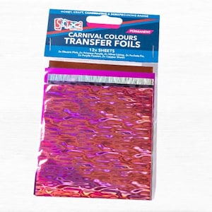 Metallic Foil Transfer Sheets, 12 Blätter mit Karnevalsfarben, permanentes Finish, perfekt für alle Arten von Kunsthandwerk