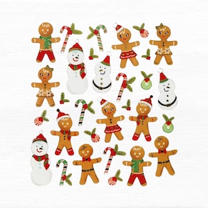 Weihnachtsaufkleber, verschiedene Aufkleber einschließlich: Lebkuchenmänner, Schneemann und Zuckerstangen, glänzend, selbstklebend, perfektes festliches Kunsthandwerk