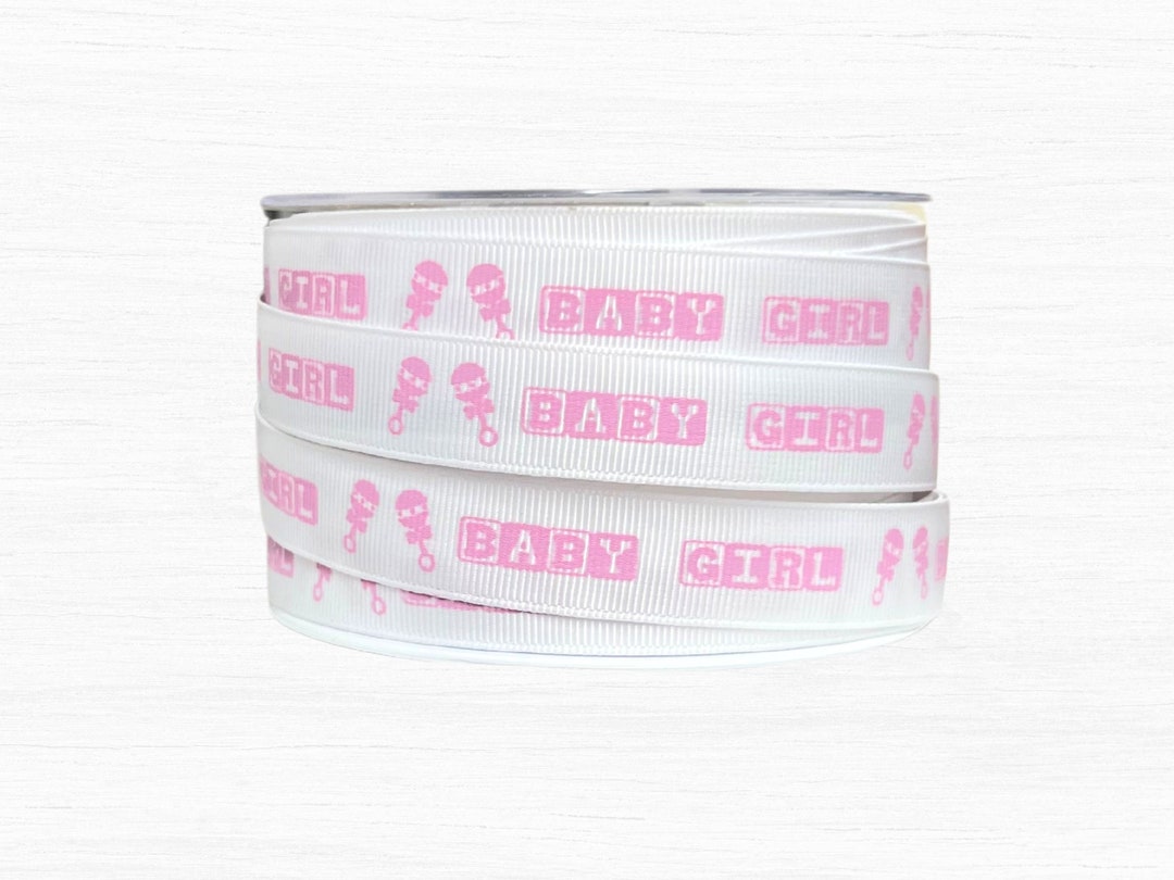 Baby Girl Print Grosgrain Ribbon, Pink on White, 15mm - Etsy