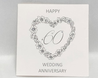 Diamond Wedding Anniversary Card, Handmade Happy 60th Wedding Anniversary, Luxury 60th Anniversary Card, Diamond Anniversary Card