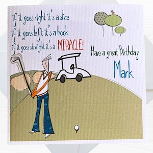 Fun Personalised Golf Birthday Card For Him, Handmade Humorous Happy Birthday Card For Golf Lovers, Dad, Son, Husband, Brother, Friend image 1