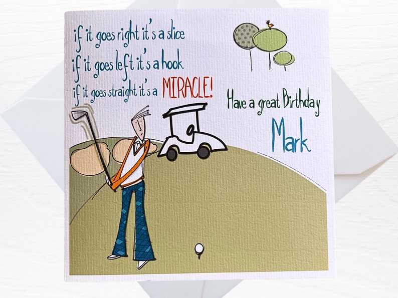 Fun Personalised Golf Birthday Card For Him, Handmade Humorous Happy Birthday Card For Golf Lovers, Dad, Son, Husband, Brother, Friend image 1