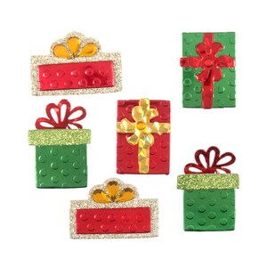 Rot, Gold und Grün Weihnachtsgeschenk Handwerk Verzierungen, 6 selbstklebende Pakete pro Packung, perfekt für alle Arten von festlichen Handwerk