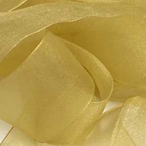Ruban d'organza transparent doré miel, ruban super transparent Berisfords UK, bord tissé, différentes largeurs, vendu au mètre