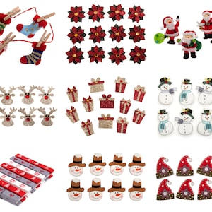 Christmas Craft Verschönerung Dekoration, perfekt für alle festlichen Handwerk, Kartenherstellung, Scrapbooking, Karten-Topper, Weihnachtsmann, Schneemann, Geschenke
