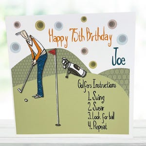 Carte d'anniversaire de golf personnalisée tous âges et noms, carte d'anniversaire pour golfeur, carte d'amateurs de golf, carte d'anniversaire de golf drôle, carte de golf pour lui,