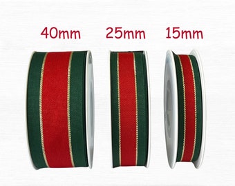 Festive Retro Stripe Ribbon: Red, Green & Gold Festive Retro Stripe Ribbon: Red, Green & Gold