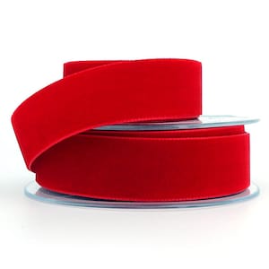 Rotes Samtband von Berisfords UK, Premium-Qualität 9 mm und 16 mm breit, saubere Kante, perfekt für alles Kunsthandwerk, Weihnachten, Hochzeiten, Geschenkverpackung