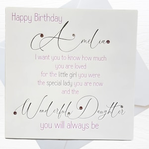 Carte d'anniversaire personnalisée pour fille, carte de joyeux anniversaire merveilleuse fille faite main, carte d'anniversaire pour elle, carte souvenir spéciale fille