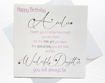 Personalised Birthday Card For Daughter, Handmade Happy Birthday Wonderful Daughter, Birthday Card For Her, Special Daughter Keepsake Card