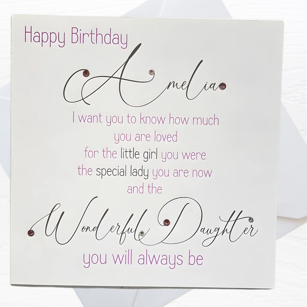 Personalised Birthday Card For Daughter, Handmade Happy Birthday Wonderful Daughter, Birthday Card For Her, Special Daughter Keepsake Card