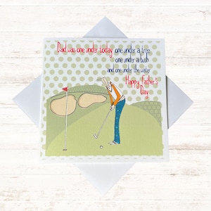 Carte de fête des pères sur le thème du golf pour les amateurs de golf, carte de fête des pères heureuse faite main pour papa, papa, grand-père, beau-père, oncle
