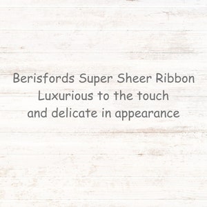 Cream Sheer Organza Ribbon, Berisfords UK, Super Sheer Ribbon, Woven Edge, Various Widths, Sold By The Metre image 2