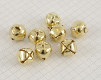 Gold Metal Jingle Bells Christmas Craft Charms, sizes 6mm, 10mm, 12mm, 15mm and 20mm Packs of 15 and 30, Festive Card Making, Home Decor