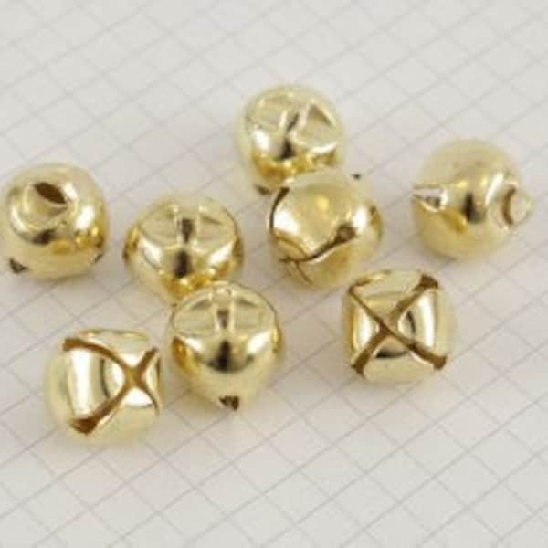 Gold Metal Jingle Bells Christmas Craft Charms, sizes 6mm, 10mm, 12mm, 15mm and 20mm Packs of 15 and 30, Festive Card Making, Home Decor