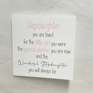Stepdaughter Birthday Card, Hanmade Happy Birthday Stepdaughter, Greetings Card for Her, Birthday Wishes Stepdaughter