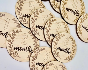 Wooden Milestone Markers, First Year Photo Props, Unique Gift For New Parents, Monthly Age Markers, Birth Stat Sign, Name Announcement