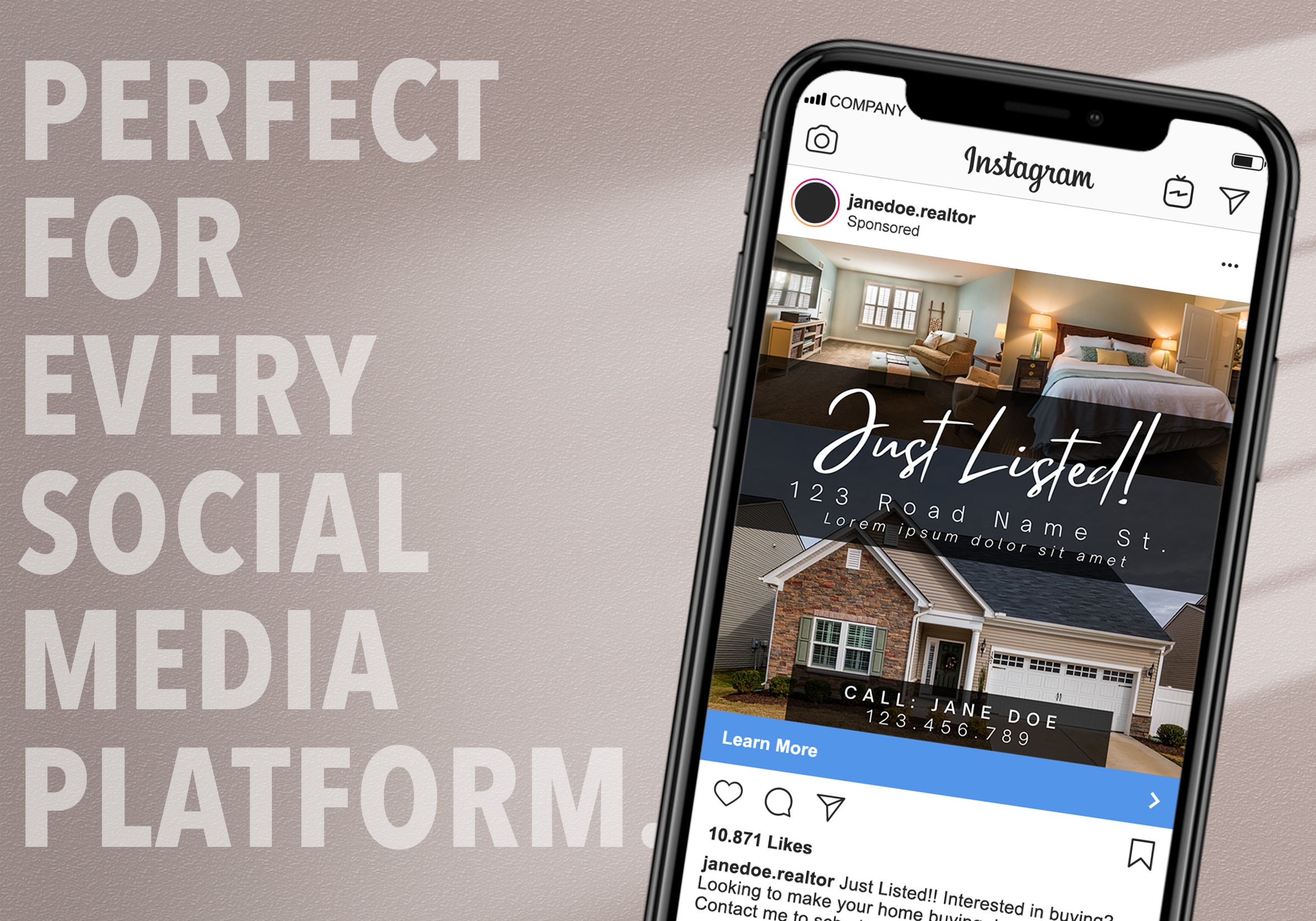 Real Estate Social Media Instagram Bundle Real Estate Marketing Realtor ...