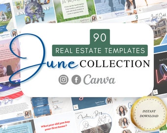 Real Estate June Social Media Templates: Father's Day, Juneteenth (Canva, Digital Download)