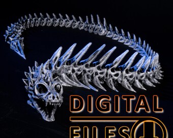 Skeleton Snake Articulated Fidget Toy Dead Skeletal Dinosaur Fantasy Beast Mythical 3D PRINTING FILES