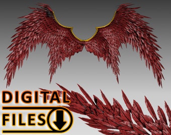 3D Modelled Angel Devil Wings for Animation, Stock Footage, 3D Printing, Digital Files STL Model