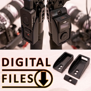 May include: Black camera and audio equipment mounted on a tripod. The image includes a Sony microphone and a DJI camera. The text "DIGITAL FILES" is displayed in large, bold letters with a downward arrow.