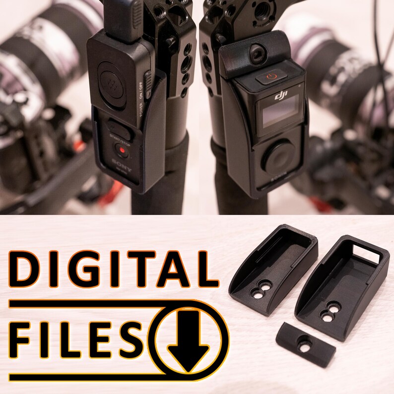 Puede incluir: Equipo de c&aacute;mara y audio negro montado en un tr&iacute;pode. La imagen incluye un micr&oacute;fono Sony y una c&aacute;mara DJI. El texto "DIGITAL FILES" se muestra en letras grandes y en negrita con una flecha hacia abajo.