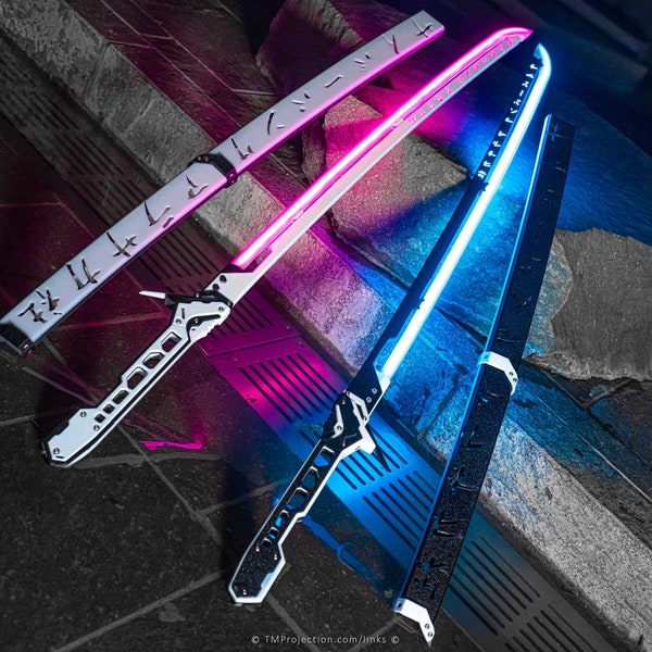 Katana térmica Arasaka V2 con LED RGB de píxeles de Cyberpunk 2077, funda, batería y cargador (producto terminado)