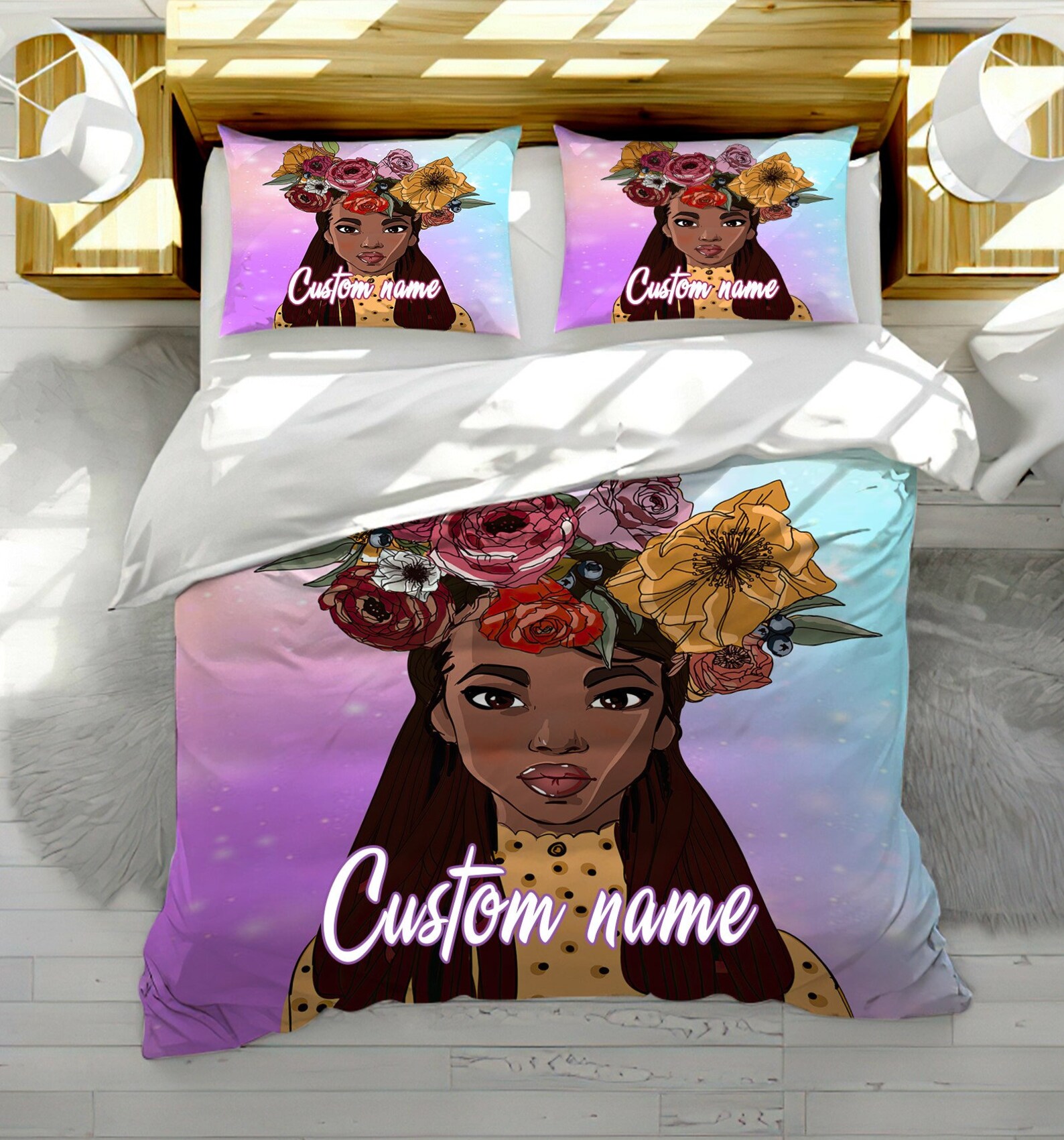 Black Girl Magic Bedding Set Black African Girls Bedding Set Etsy