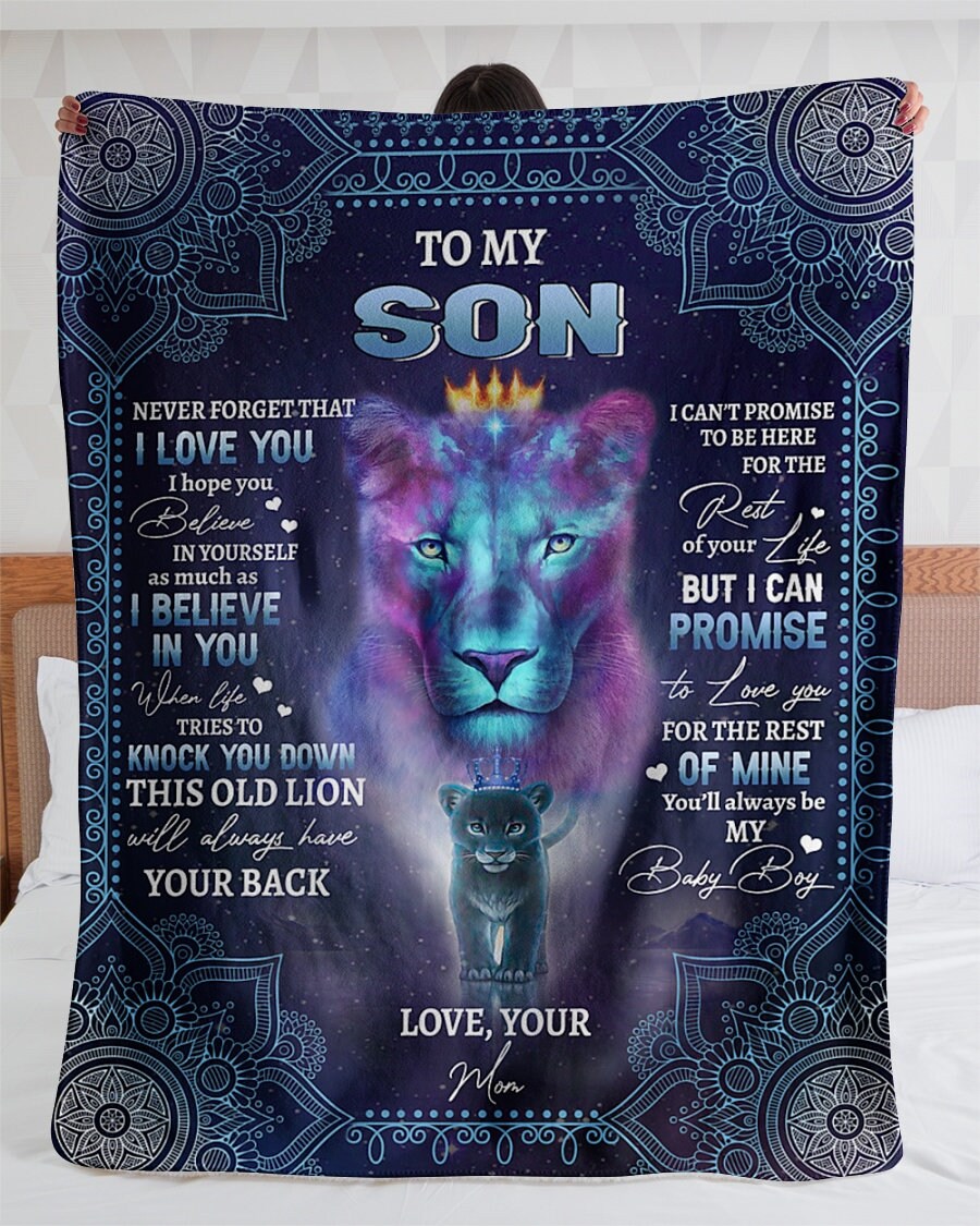 Personalized To My Son Lion Blanket To My Son From Mom Etsy