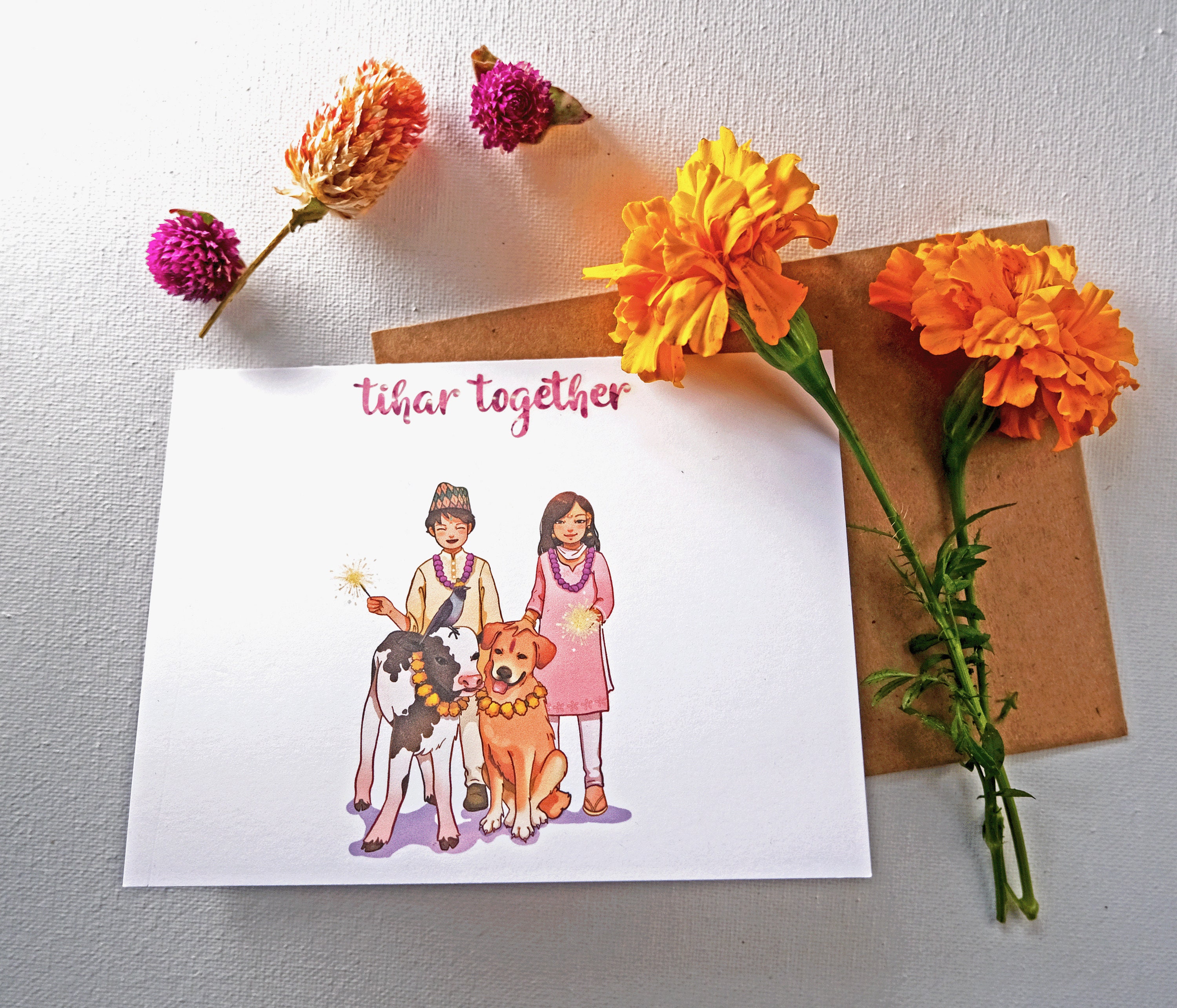Tihar Nepali Greeting Card Kurkur Tihar Deepawali Diwali Etsy UK