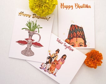 Dashain-Tihar Bundle | Nepali art, Nepali Festival, Dashain Card, Tihar card, Deepawali, Nepal, Bhaitika, Nepali greeting card, Nepalese