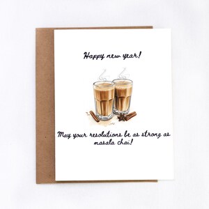 Masala Chai / Auguri di Capodanno con design Desi, Auguri di Capodanno, Buoni propositi per il nuovo anno, Biglietto di auguri umoristico per il nuovo anno