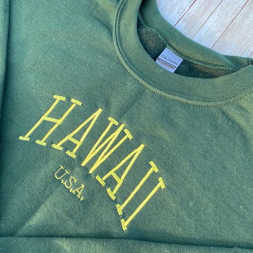 Hawaii USA Custom Embroidered Sweatshirt Pullover Etsy
