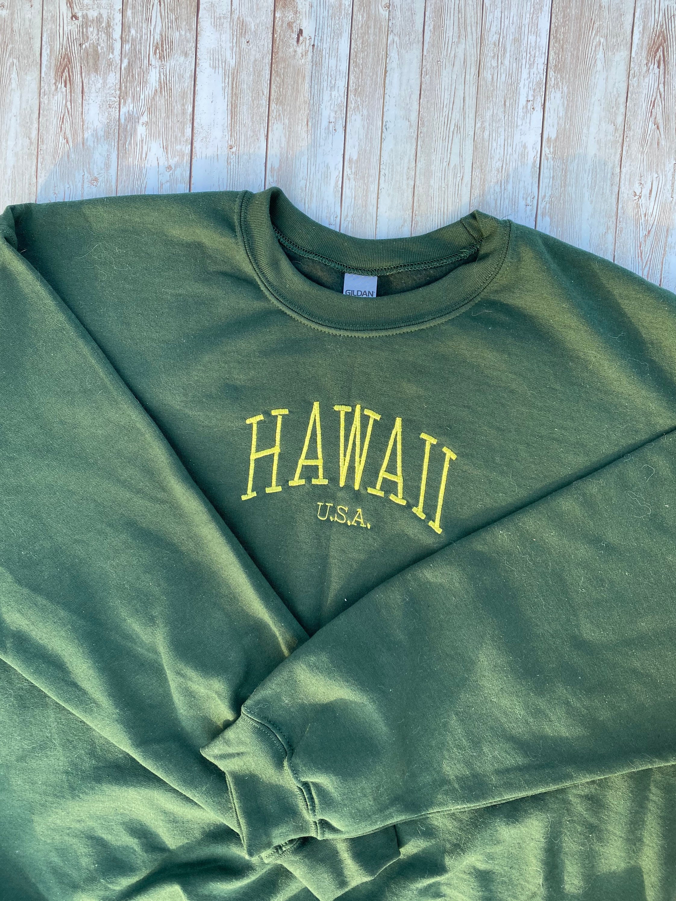 Hawaii USA Custom Embroidered Sweatshirt Pullover | Etsy