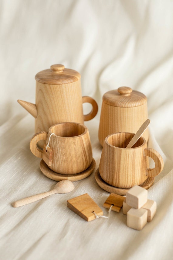 Wooden Toy Tea Set Learning Toy for Fine Motor Skills Etsy
